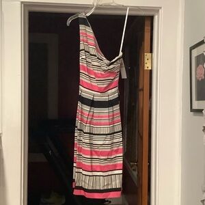 London Times One Shoulder Pink and Black Dress